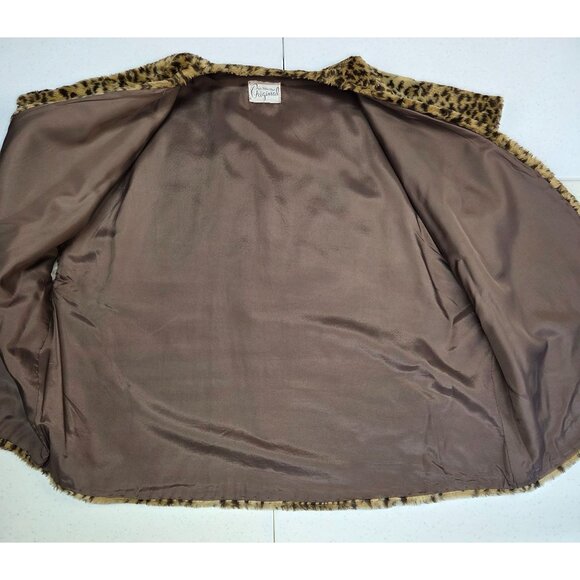 Vintage Leopard Print Faux Fur Vest With Satin Lining Appears Hand Sewn One Size - Picture 6 of 14
